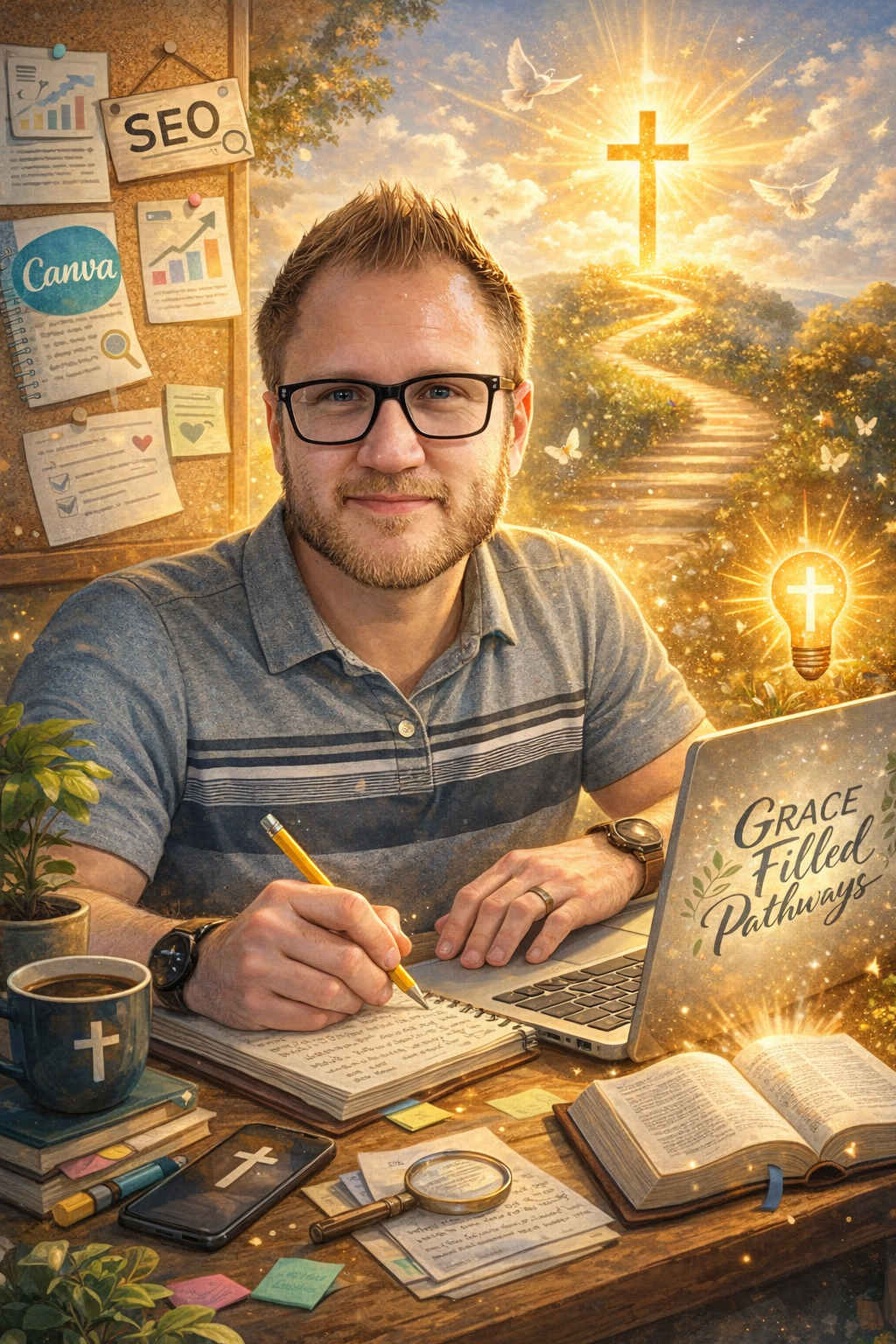 an Image of JP Schnepel the creator and founder of the Christian blog website Grace Filled Pathways
